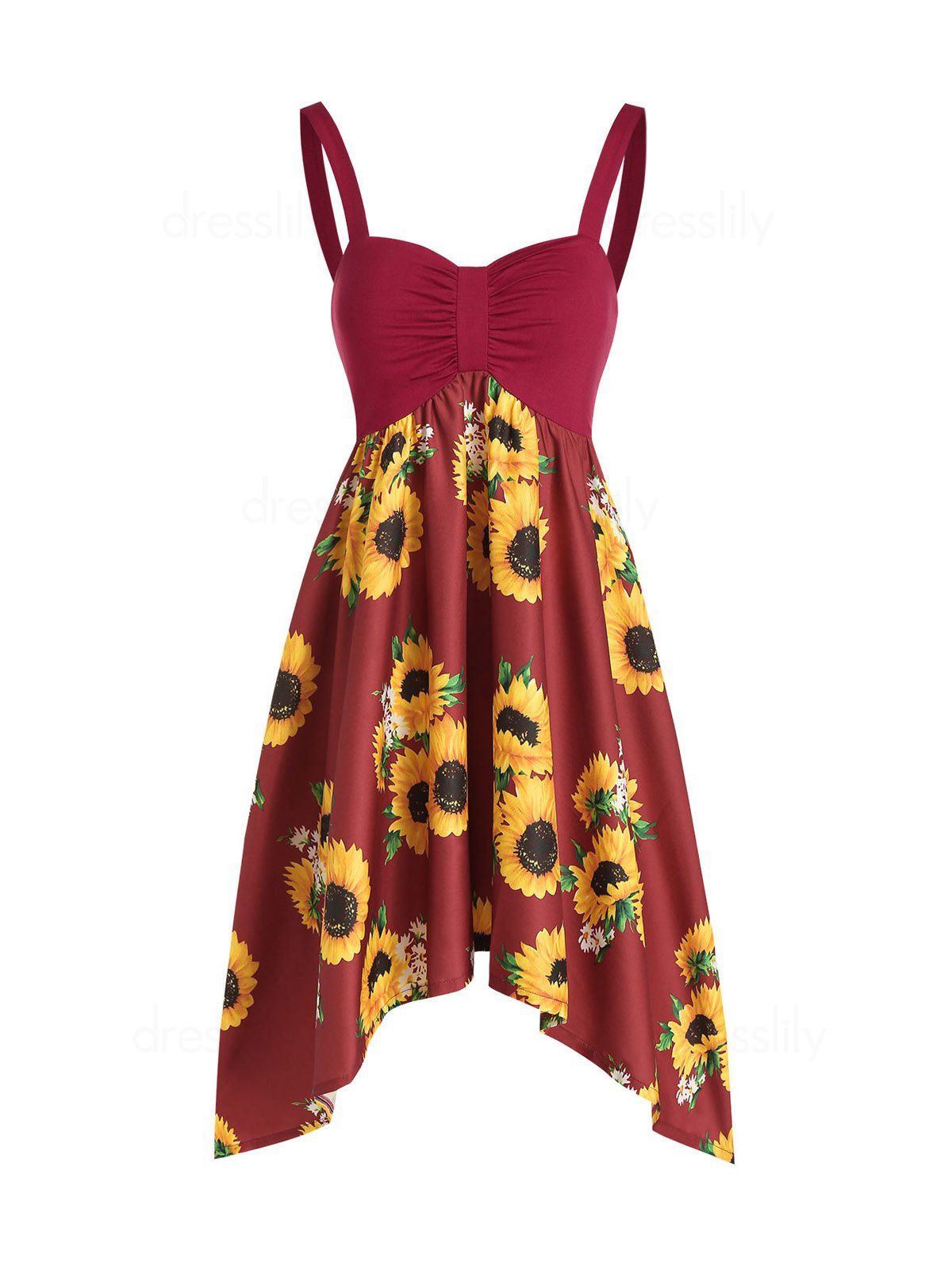DressLily - Dresslily Women Garden Party Dress Sunflower Print Vacation ...