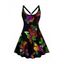 Plus Size Colorful Butterfly Print Tank Dress A Line Casual Mini Dress - BLACK 5X