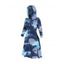 Mini Robe Ligne A Décontractée Teintée Imprimée à Lacets à Manches Longues - Bleu profond XXL