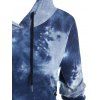 Tie Dye Print Hooded Dress Lace Up Mini Dress Long Sleeve Casual A Line Dress - DEEP BLUE XXXL