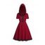 Mini Robe Ligne A en Dentelle Insérée à Taille Haute à Manches Courtes - Rouge foncé L