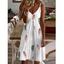 Mini Robe Décontractée à Imprimé Plume à Bretelle Fine sans Manches à Col V - Blanc S