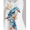 Asymmetrical Cami Sundress Parrot  Print Straps Cut Out Handkerchief Summer Mini Dress - multicolor A XXL