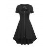 Robe Mi-Longue Gothique Haute Basse Croisée Découpée - Noir M