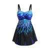 Maillot de Bain Tankini à Imprimé Sirène à Taille Empire à Volants - Bleu M