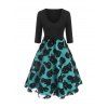 Robe Superposée en Dentelle à Col V - Vert 2XL