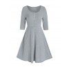 Robe Ligne A Tricotée Taille Haute à Demi-Bouton - Gris Clair 2XL