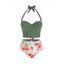 Vacation Swimwear Floral Print Cutout Corest Push Up Tankini Swimsuit - CAMOUFLAGE GREEN XL