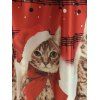 Christmas Cats Musical Notes Print Sleeveless Dress - RED 2XL