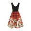Christmas Cats Musical Notes Print Sleeveless Dress - RED L
