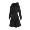 Mini Robe à Capuche à Lacets et Cordon de Serrage - Noir 3XL