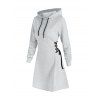 Mini Robe à Capuche à Lacets et Cordon de Serrage - Gris Clair 3XL