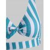 Maillot de Bain Tankini Découpé Croisé Fleuri Rayé Noué à Lacets de Vacance et Plage - Bleu S