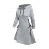 Mini Robe à Capuche à Lacets et Cordon de Serrage - Gris 2XL