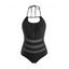Maillot de Bain Noué Au Dos Gainant en Maille Insérée à Col Halter Une-Pièce - Noir M