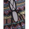 Maillot de Bain à Imprimé Tribal en Maille Insérée à Lacets Une-Pièce - multicolor L