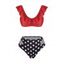 Maillot de Bain Bikini Découpé à Pois à Volants - Rouge S