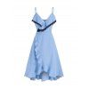 Robe Haute Basse à Coupe Basse à Volants en Ligne A - Bleu clair M