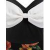 Robe Ligne A Motif Floral avec Nœud Papillon - Noir XL