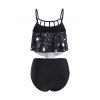 Maillot de Bain Tankini Gothique Etoile Lune et Soleil en Treillis de Plage - Noir S