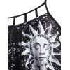 Maillot de Bain Tankini Gothique Etoile Lune et Soleil en Treillis de Plage - Noir S