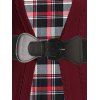 Patchwork Buckled Plaid Cable Knit Dress - multicolor A XXXL