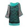 T-shirt en Faux Deux Pièces à Imprimé Crâne - Vert clair XL