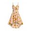 Vacation Sunflower Print Sundress Spaghetti Strap Summer High Low A Line Dress - SUN YELLOW M