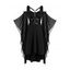 Robe Vintage Gothique Harnais à Manches Evasées à Epaules Dénudées en Mousseline de Soi - Noir S