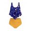 Celestial Sun Stars Moon Tummy Control Two Piece Swimwear Flounce Runched Tankini Swimsuit - multicolor S