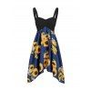 Robe d'Eté et Soirée à Bretelle Asymétrique Tournesol Sans Dos à Taille Empire de Vacances - Bleu Myrtille L