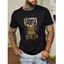T-shirt Décontracté à Imprimé Lettre et Bière à Col Rond en Coton - Noir XXL