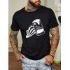 T-shirt à Col Rond à Imprimé Crâne et Bière en Coton - Noir XXL