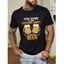 T-shirt Décontracté à Imprimé Bière et Slogan à Manches Courtes en Coton - Noir XXL