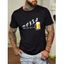 T-shirt à Imprimé Bière Manches Courtes à Col Rond en Coton - Noir XXL
