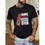 T-shirt Décontracté à Imprimé Guitare et Slogan en Coton à Col Rond - Noir M