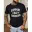T-shirt Décontracté à Imprimé Slogan et Bière en Coton à Col Rond - Noir XXL
