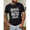 T-shirt Décontracté à Imprimé Slogan BEER THE BEST DRINK en Coton - Noir XXL