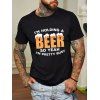 T-shirt Décontracté à Imprimé Slogan en Coton Manches Courtes à Col Rond - Noir XXL