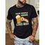 T-shirt Décontracté à Imprimé Bière et Slogan à Manches Courtes à Col Rond - Noir M