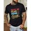 T-shirt Décontracté à Imprimé Slogan Coloré à Manches Courtes à Col Rond - Noir XXL