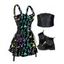 Ensemble de Robe Mini à Demi-Zip à Lacets Bottes Vintage et Ceinture à Taille Large en PU - multicolor S