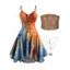 Lace Up High Low Spaghetti Strap Midi Dress And Moon Butterfly Layered Chain Necklace Wide Waist PU Belt Outfit - multicolor S