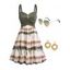 Ensemble de Mini Robe Sans Manche Teintée et Lunettes de Soleil en Plein Air Boucles d'Oreilles - multicolor S