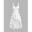 Floral Print Lace Up Dress Ruched High Low Hem Fresh Style Midi Dress - WHITE XL
