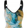 Water Color Print Tank Dress V Neck Casual A Line Mini Dress - LIGHT BLUE M