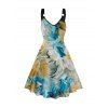 Water Color Print Tank Dress V Neck Casual A Line Mini Dress - LIGHT BLUE M