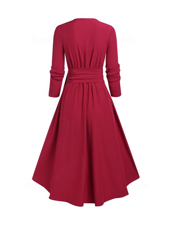 Robe Superposée Anneau en O à Ourlet Pendant - Rouge foncé S