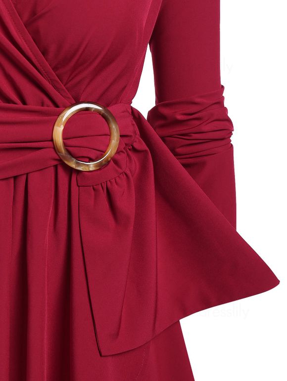 Robe Superposée Anneau en O à Ourlet Pendant - Rouge foncé S