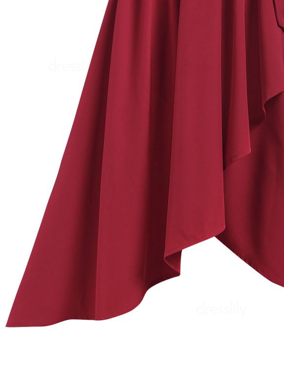 Robe Superposée Anneau en O à Ourlet Pendant - Rouge foncé S